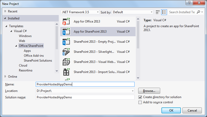 new Visual Studio Project